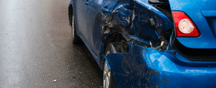 Car damaged on the side after a hit and run accident