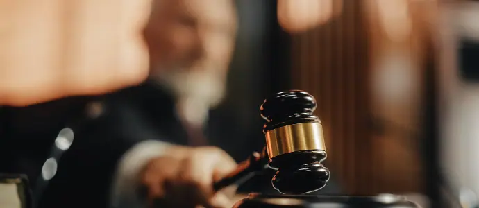 udge Pronouncing Sentence, striking Gavel